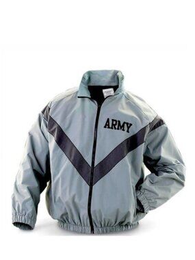 Army PT Windbreaker Jacket Size Medium Military Reflective Gray